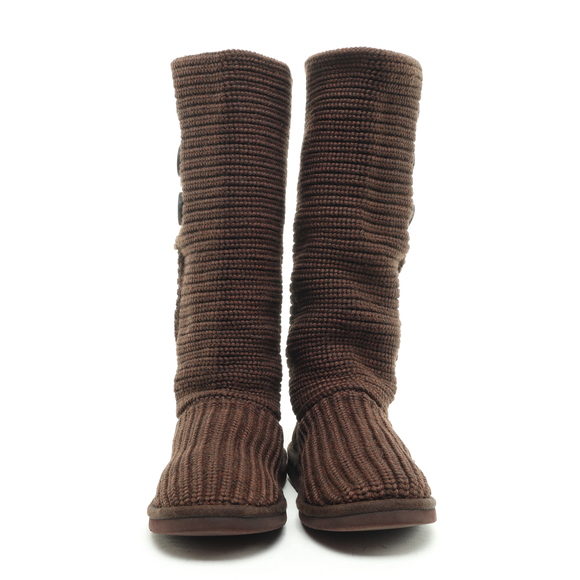 UGG Button Up Knit Boots Wool Blend Women 6 Brown - Picture 5 of 16